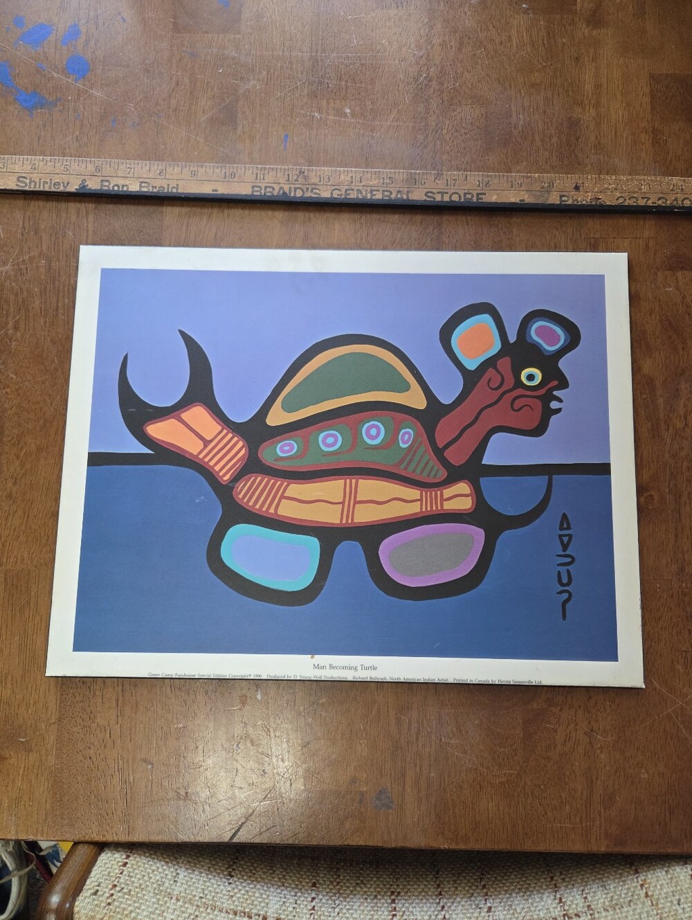 Norval Morrisseau Vintage 1978 Art Print "Man Becoming Turtle" Woodland 13x17